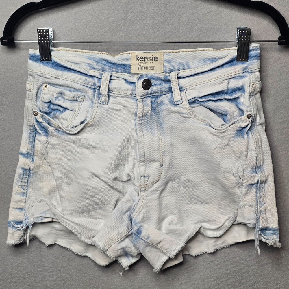 Vintage Kensie Luxe Womens‎ Micro Jean Shorts 2 Raw Hem Distressed Light Blue